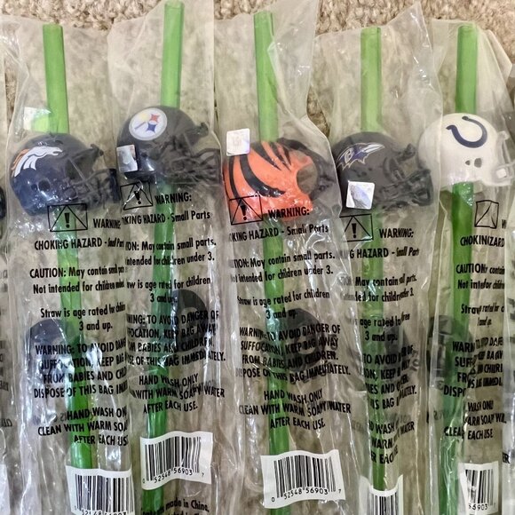 NFL Vintage Collectible Football Helmet Straws American Conference Sport RARE - Picture 3 of 4